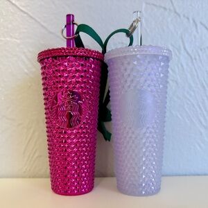 Starbucks Pink & Purple Cold Cup Studded Ornaments Keychain